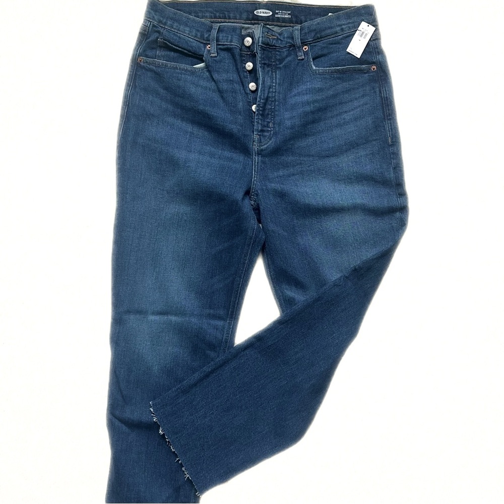 Old Navy Sky High Rise Straight Leg Button Fly Jeans